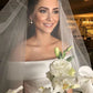 Off the Shoulder Satin a Line Wedding Gown with Sweep Train