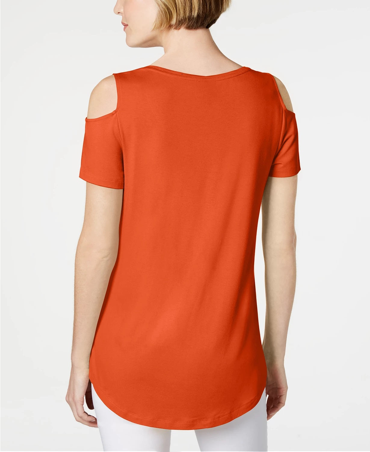 JM Women's Collection Cold-Shoulder Swing T-Shirt Orange Size XX Large