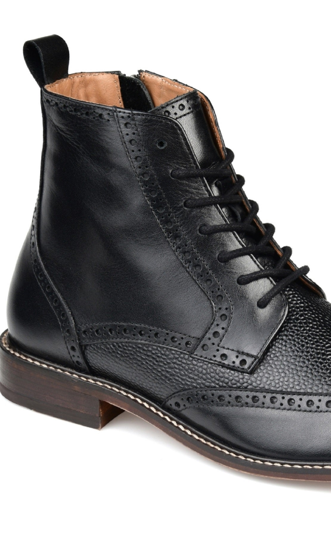 Thomas & Vine Men's Legend Wingtip Ankle Boot Black Size 10.5 W