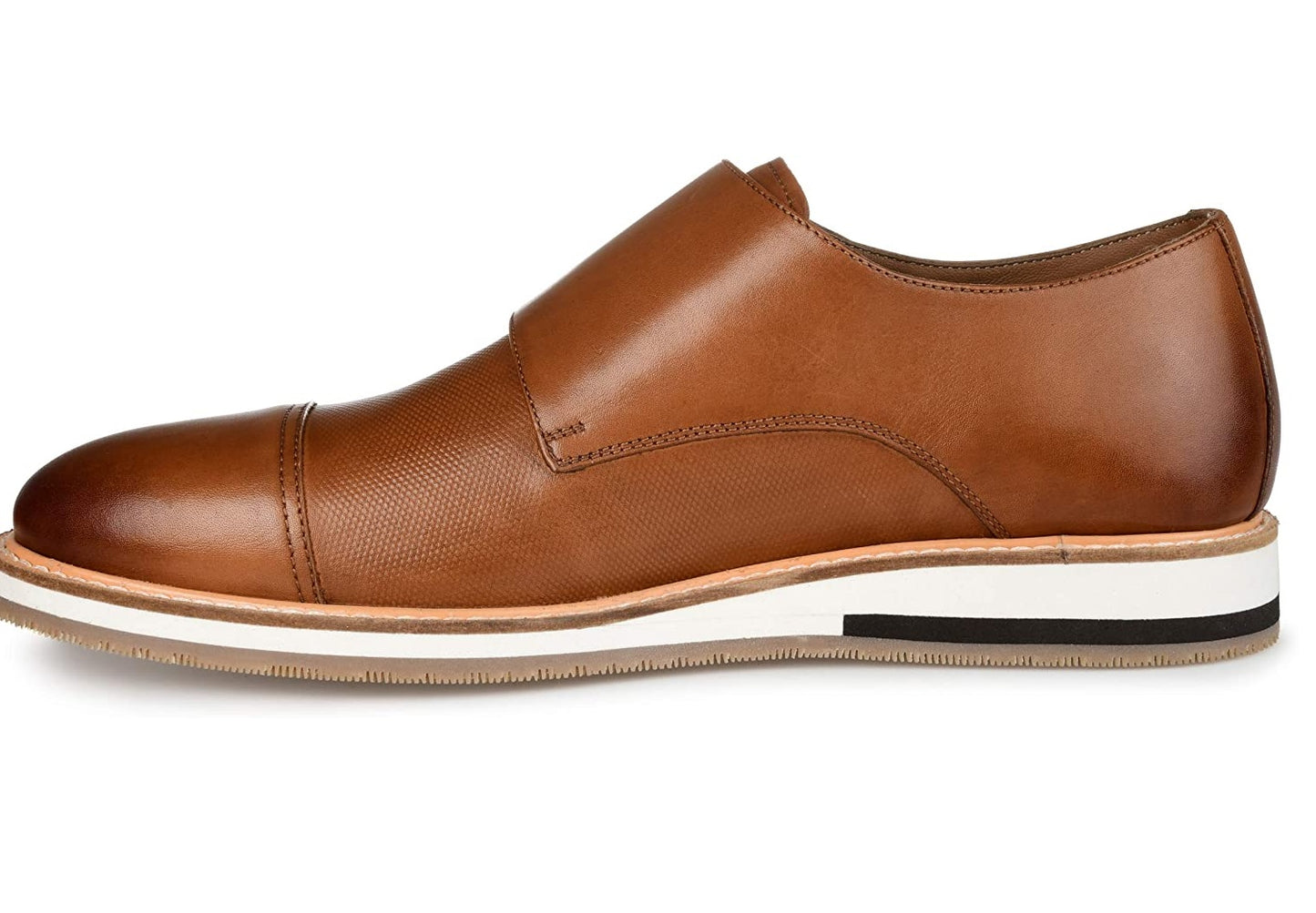 Thomas & Vine Men's Thatcher Cap Toe Monk Strap Dress Shoes Brown Size 8.5 M
