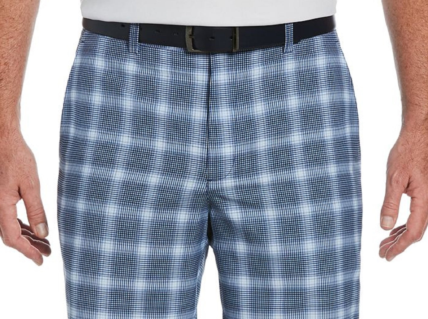 PGA Tour Men's Moisture Wicking Stretch Plaid Golf Shorts Blue Size 38