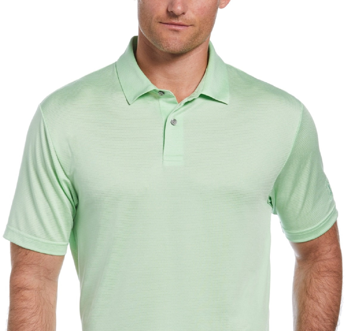 PGA Tour Men's Space Dye Texture Golf Polo Shirt Green Size Small