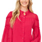 CeCe Women's Ruffle Detail Crinkled Chiffon Blouse Pink Size X Large