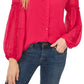 CeCe Women's Ruffle Detail Crinkled Chiffon Blouse Pink Size X Large