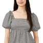 Riley & Rae Women's Gingham Print Peplum Top Gray Size Small