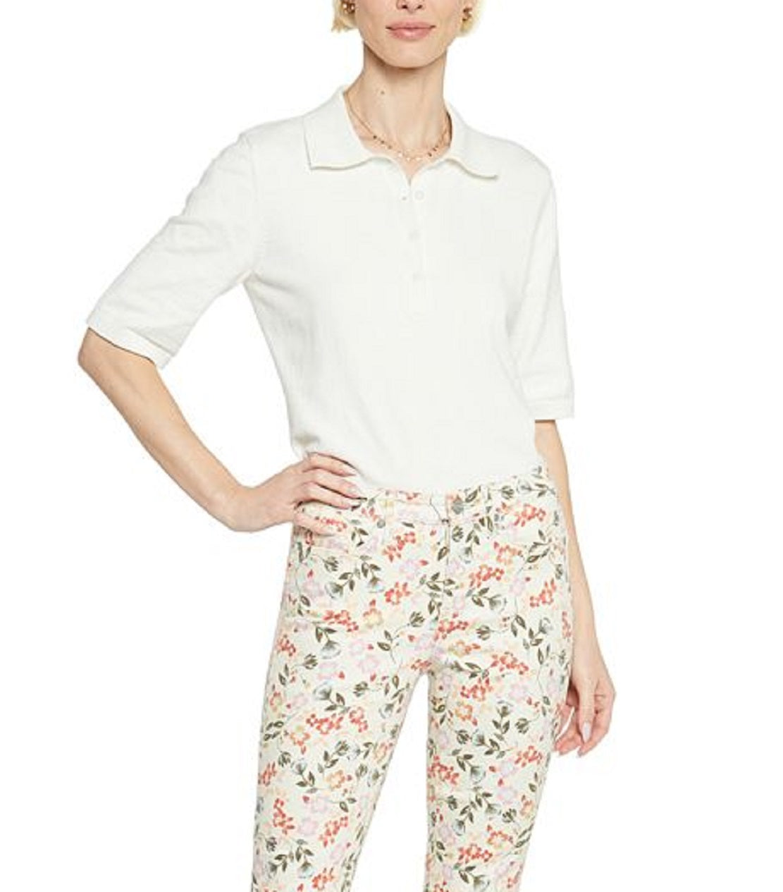 NYDJ Women's Chloe Side Slit Capri Jeans White Size 2