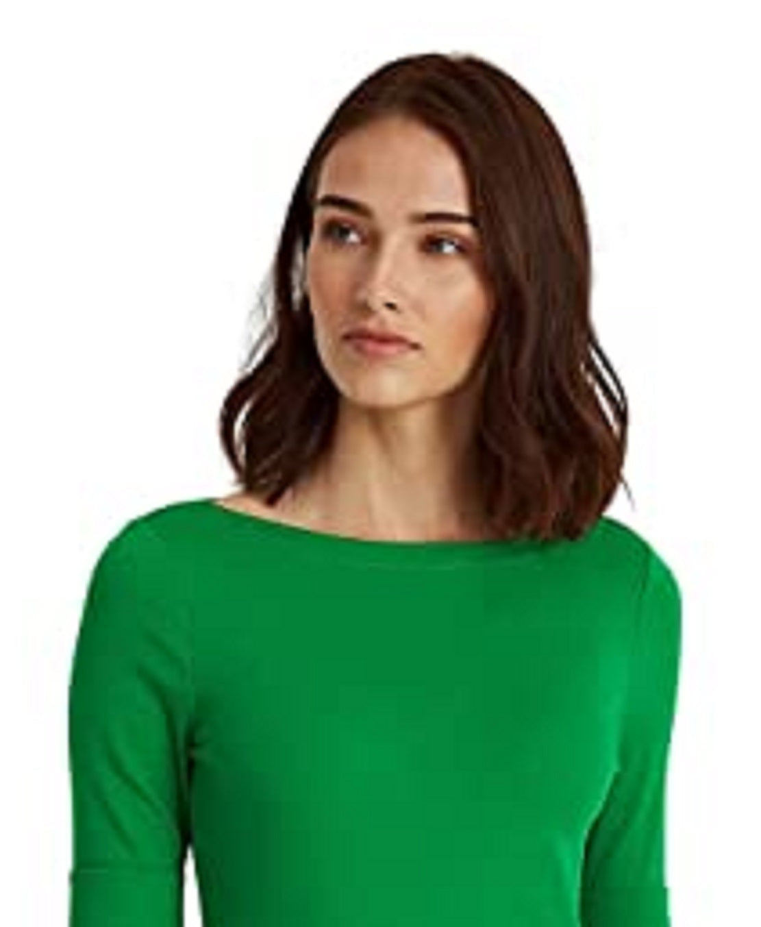 Ralph Lauren Women's Cotton Boatneck T-Shirt Green Size Large