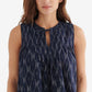 Lucky Brand Women's Cotton Printed Tie Neck Top Blazer Blue Size X-Small