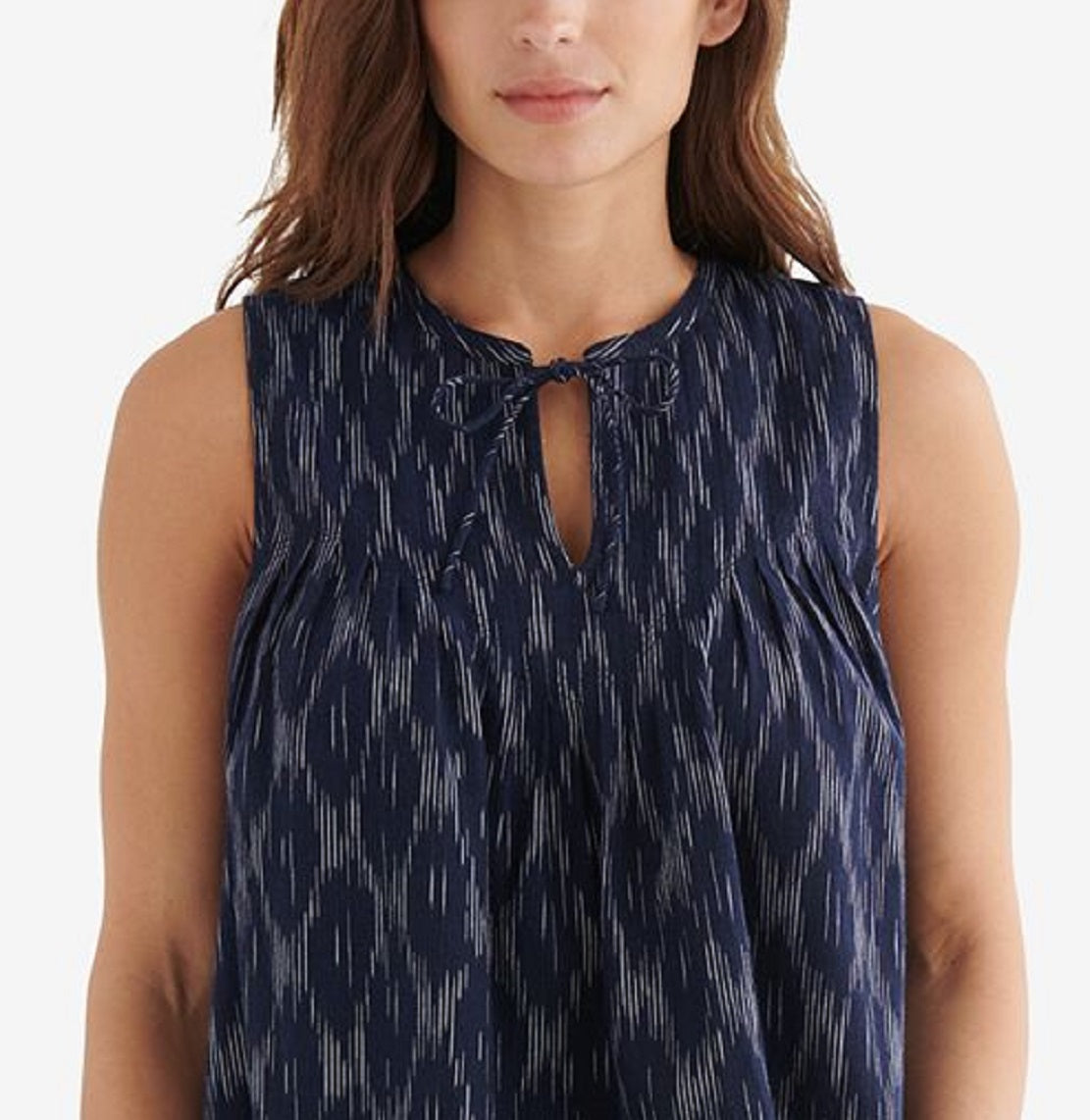 Lucky Brand Women's Cotton Printed Tie Neck Top Blazer Blue Size X-Small