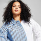 And Now This Women's Two Toned Cotton Top Blue Size 3X