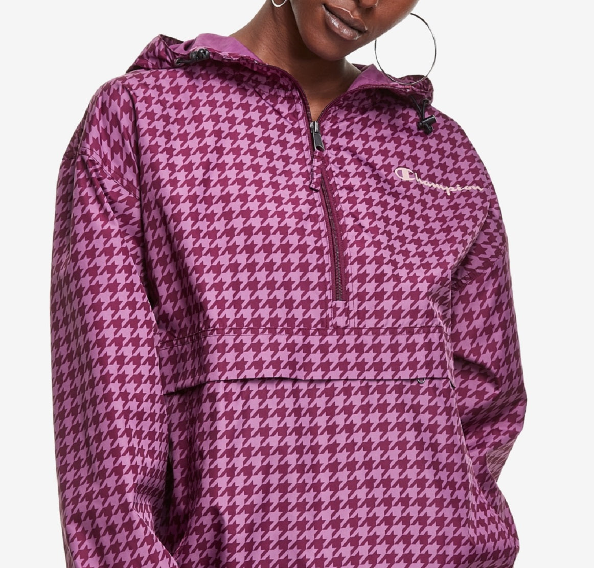 Champion Women's Packable Half Zip Windbreaker Purple Size X-Large