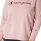 Champion Women's Plus Powerblend Logo Boyfriend Sweatshirt Pink Size 1X