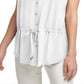 Calvin Klein Women's Contrast Trim Button Front Top White Size X-Large