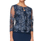 Alex Evenings Women's Mock Jacket Midi Dress Blue Size 14
