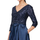 Alex Evenings Women's Sequin & Satin Midi Dress Blue Size 18