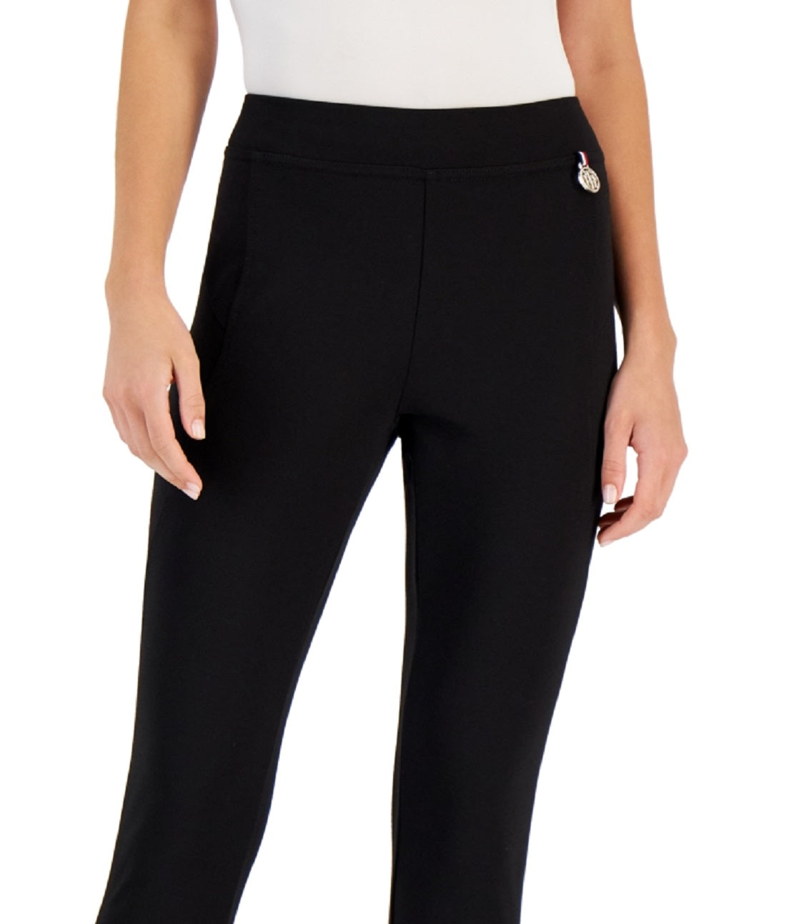 Tommy Hilfiger Women's Th Flex Light Weight Ponte Pants Black Size Large