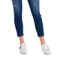 Tommy Hilfiger Women's Curvy Fit Distressed Skinny Ankle Jeans Blue Size 14