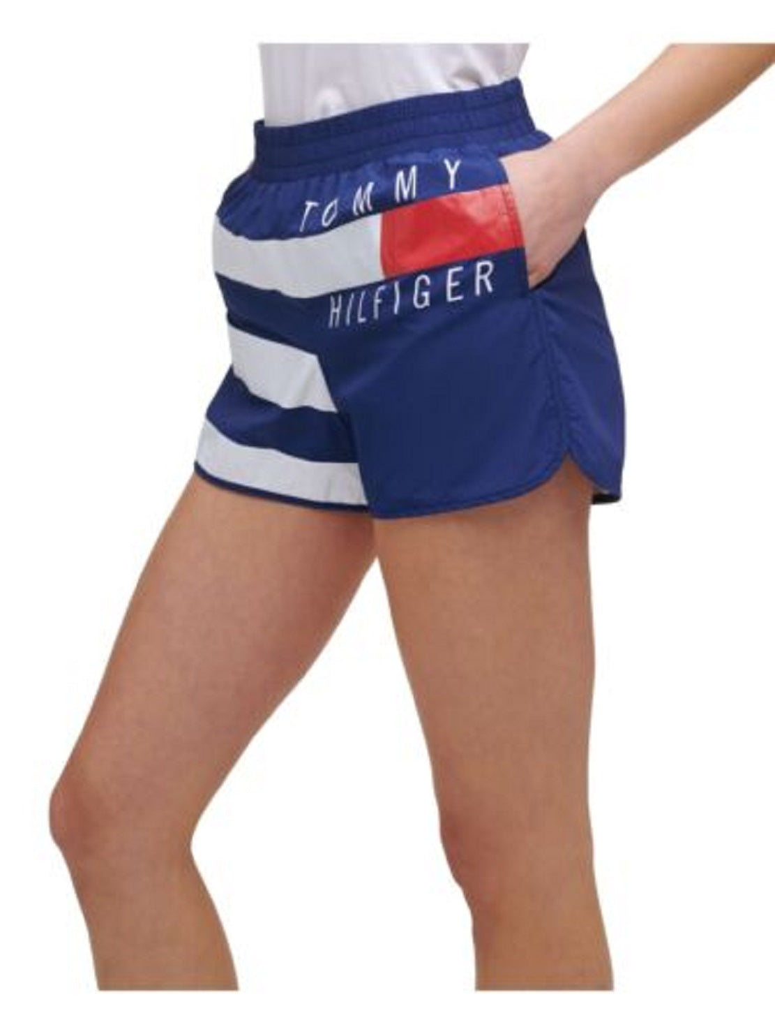 Tommy Hilfiger Women's Striped Active Wear Shorts Blue Size Small