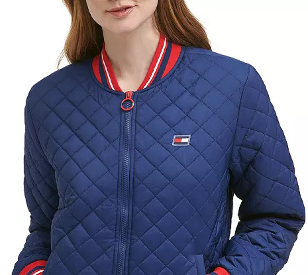 Tommy Hilfiger Women's Quilted Bomber Jacket Blue Size X-Large