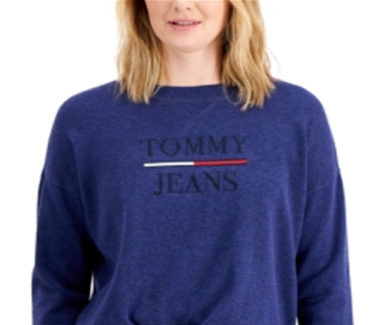 Tommy Jeans Women's Logo Crewneck Sweater Blue Size Medium