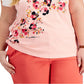 Tommy Hilfiger Women's Clover Print T-Shirt Pink Size 3X