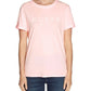 GUESS Women's 1981 Roll Cuff Logo Graphic Tee Pink Size Medium
