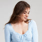GUESS Women's Stretch Sweetheart Neckline Crop Top Blue Size Large