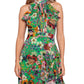 Betsy & Adam Women's Floral Print Ruffled Halter Gown Green Size 14