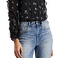 1.STATE Women's Ruffled Cold Shoulder Top Black Size X-Large