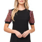 CeCe Women's Stretch Sheer Pullover Styling Floral Short Sleeve Crew Neck Short Shift Dress Black Size X-Large
