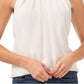 CeCe Women's Pleated Sleeveless Halter Top White Size X-Large