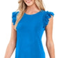 CeCe Women's Flutter Sleeve Short Wear To Work Dress Blue Size Small