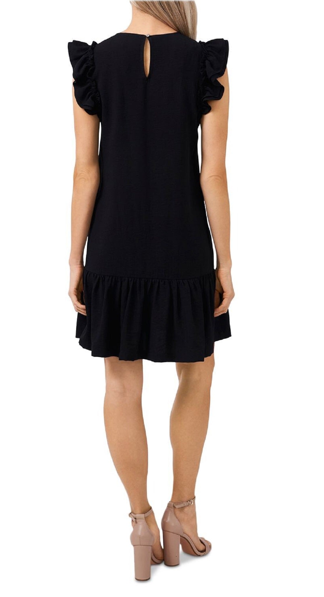 CeCe Women's Flutter Sleeve Shift Dress Black Size 10