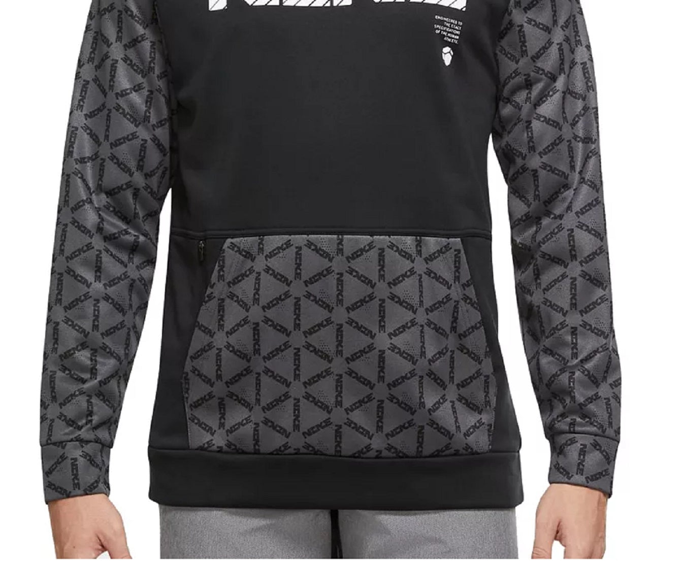 Nike Men's Therma FIT Printed Training Hoodie Gray Size Large