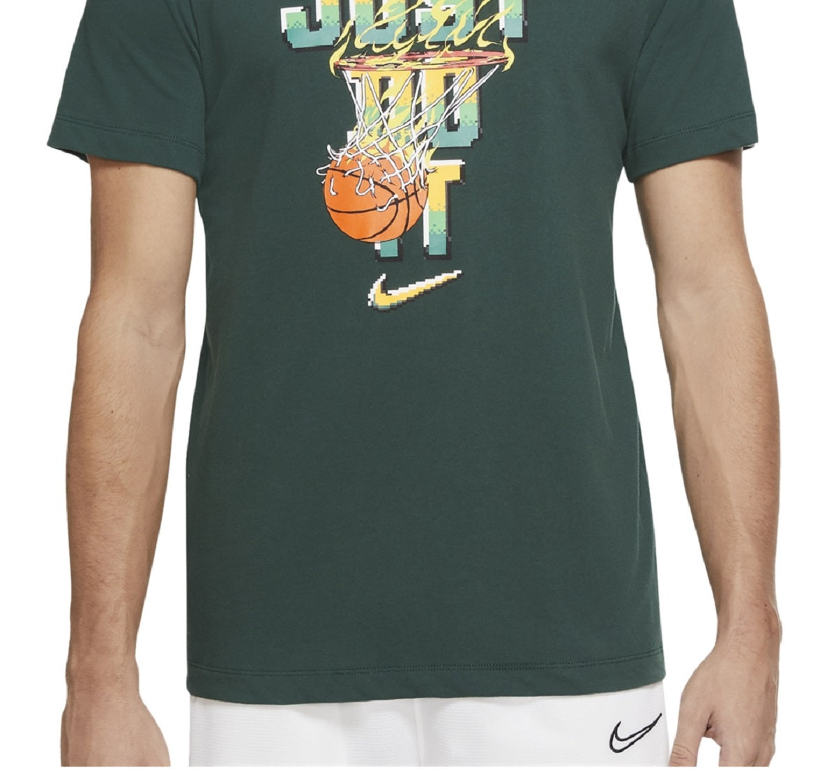 Nike Men's Just Do It Hoop T-Shirt Green Size Medium