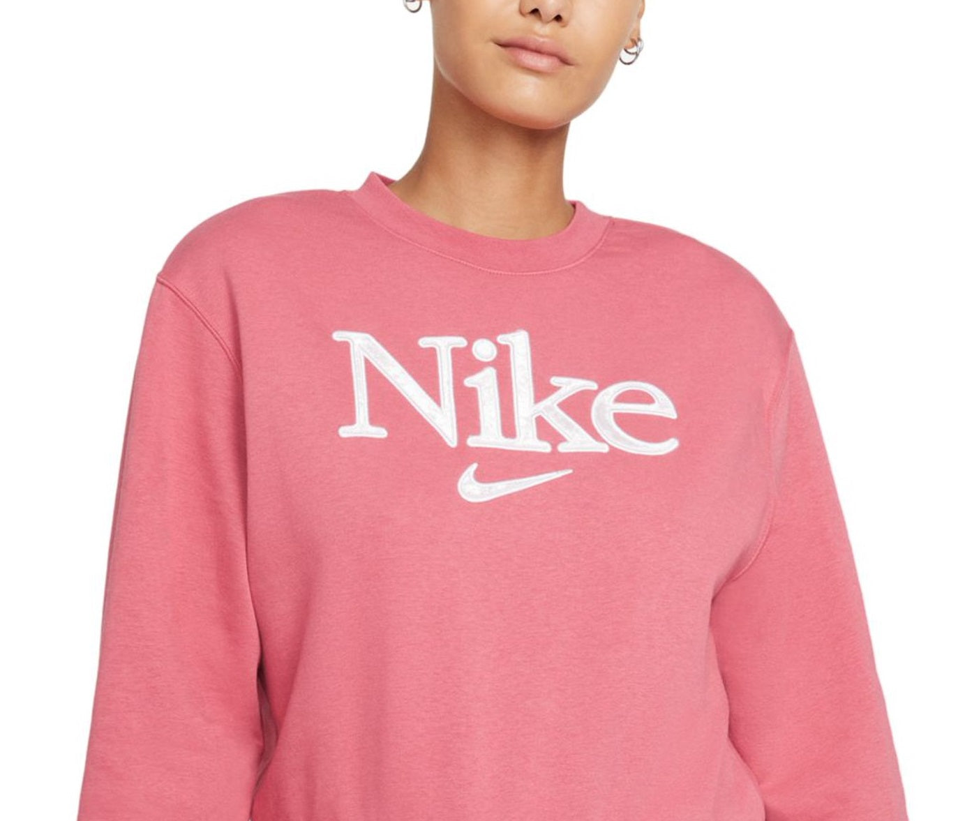Nike Women's Femme Logo Fleece Sweatshirt Pink Size X-Large
