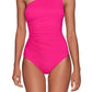 Ralph Lauren Women's Beach Club Solids Double Strap One Shoulder One Piece Pink Size 14