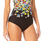 Anne Cole Women's Ditsy Floral Twist Front Strapless One Piece Swimsuit Swimsuit Black Size 8