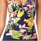 Anne Cole Women's  Tropical Floral Underwire Tankini Top  Swimsuit Blue Size 36C