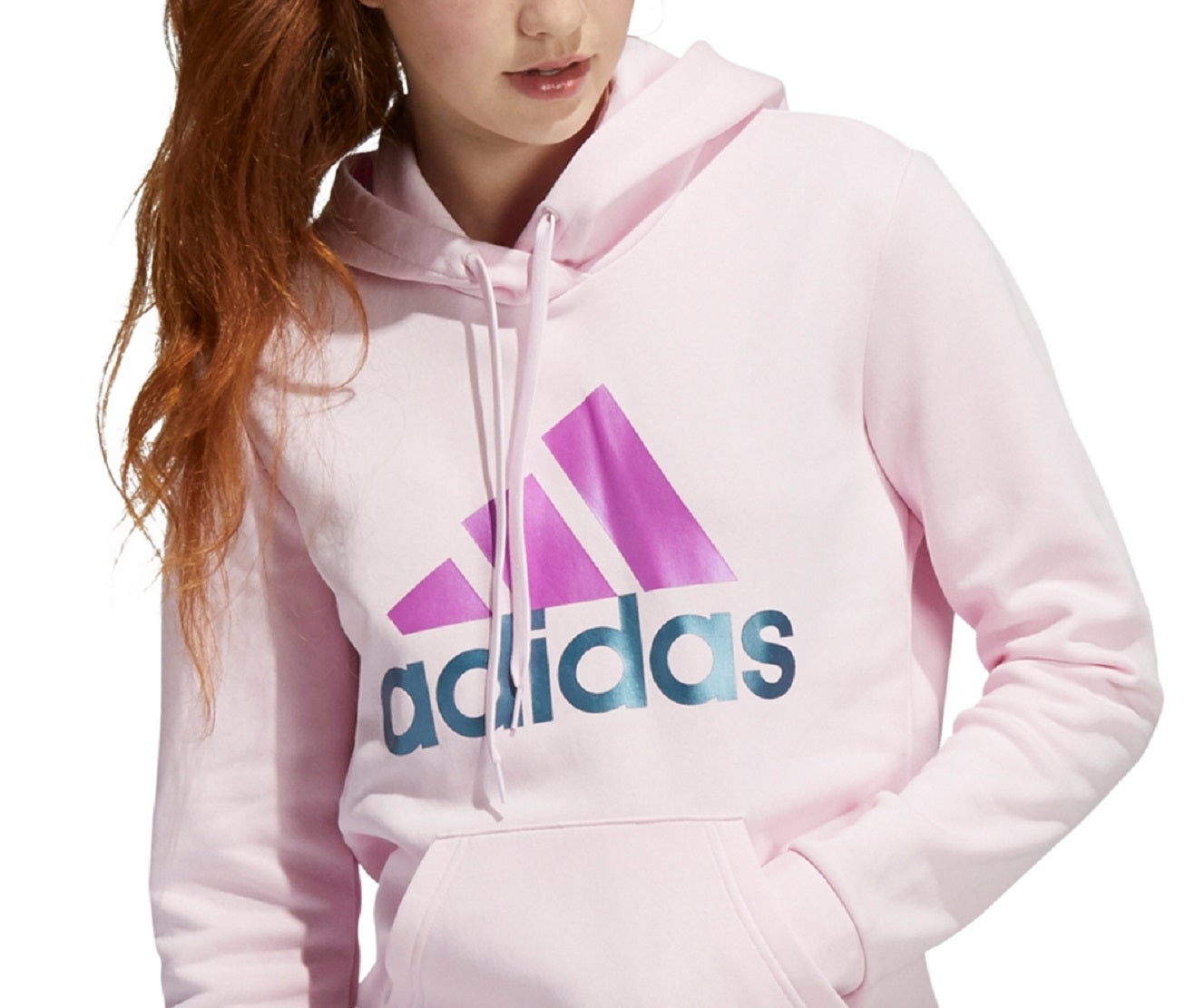 adidas Women's Two Tone Logo Hoodie Pink Size X-Large