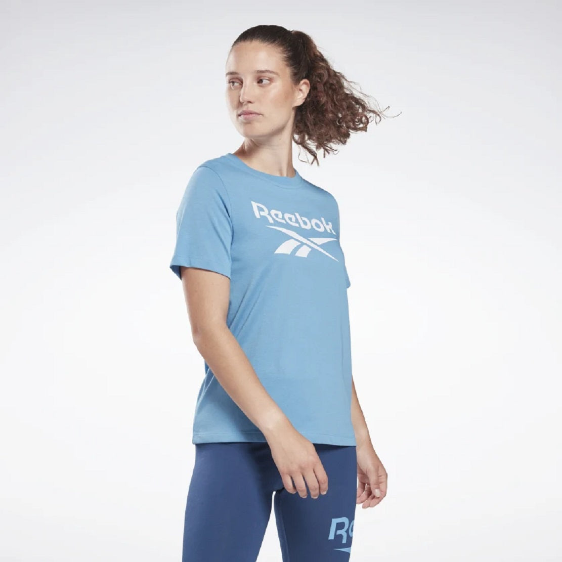 Reebok Women's Logo T-Shirt Blue Size Large