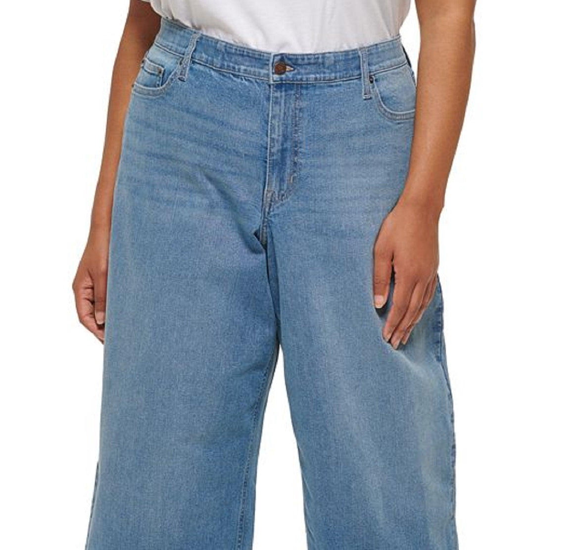 Calvin Klein Women's Wide Leg Cropped Jeans Blue Size 22W