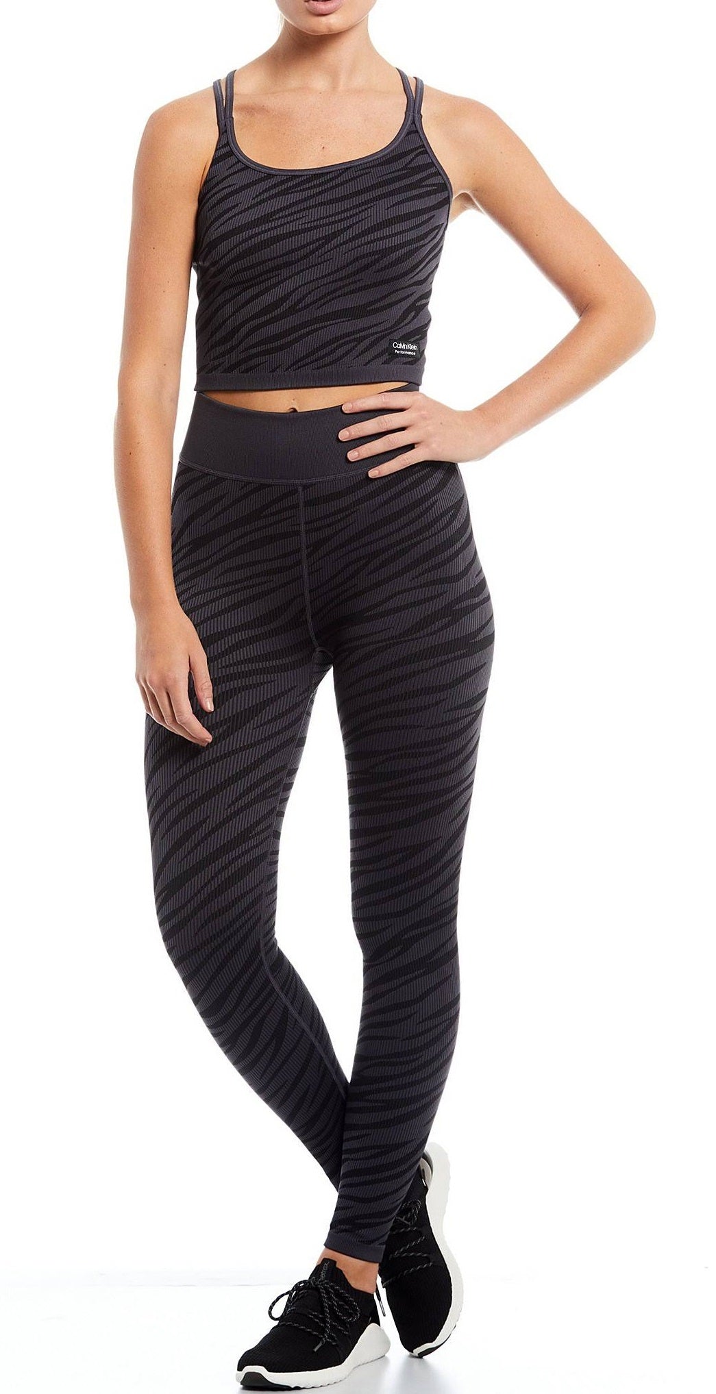 Calvin Klein Women's Textured Zebra Print Crop Top Black Size X-Small