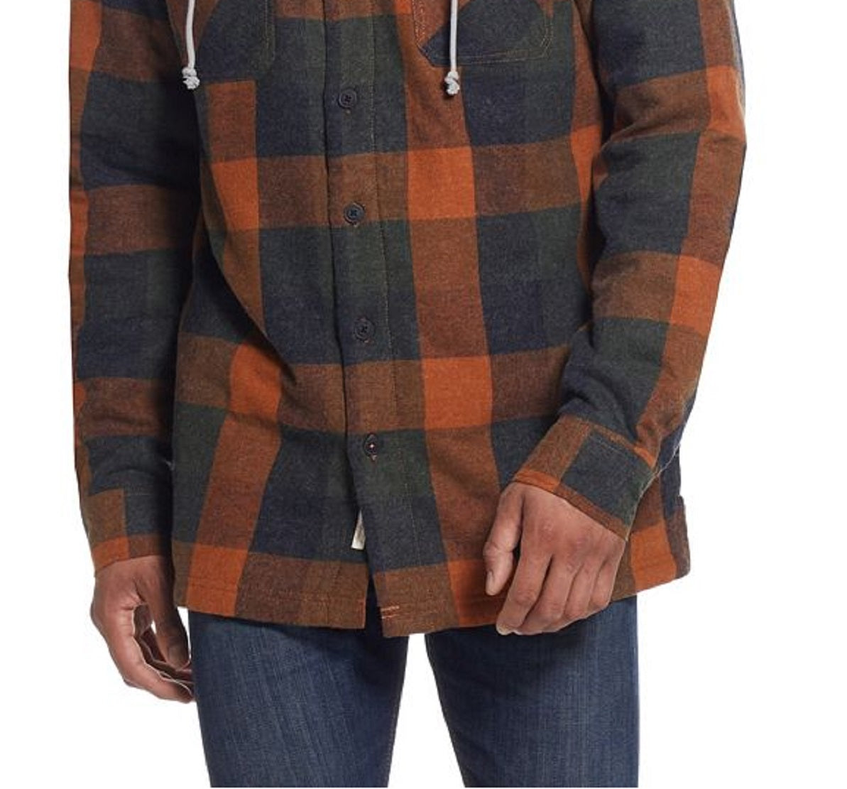 Weatherproof Vintage Men's Hooded Flannel Shirt Jacket Brown Size Large