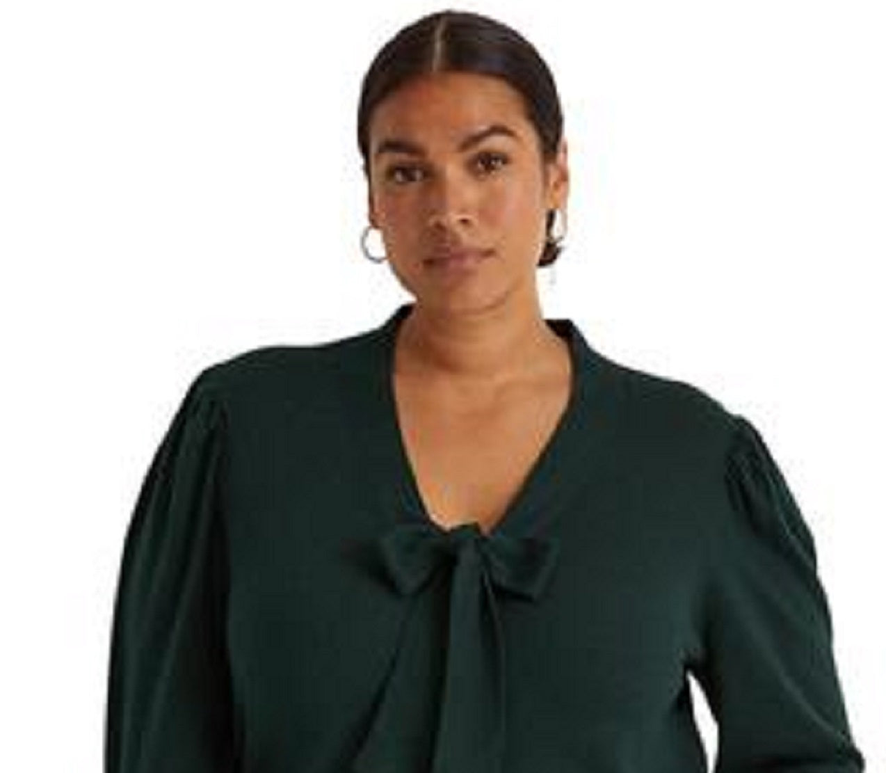 Ralph Lauren Women's Cotton Blend Puff Sleeve Sweater Green Size 2X
