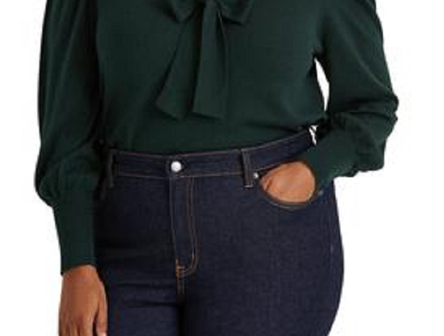 Ralph Lauren Women's Cotton Blend Puff Sleeve Sweater Green Size 2X