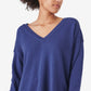 Lucky Brand Women's V Neck Cotton Blend Sweater Blue Size Medium