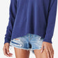 Lucky Brand Women's V Neck Cotton Blend Sweater Blue Size Medium