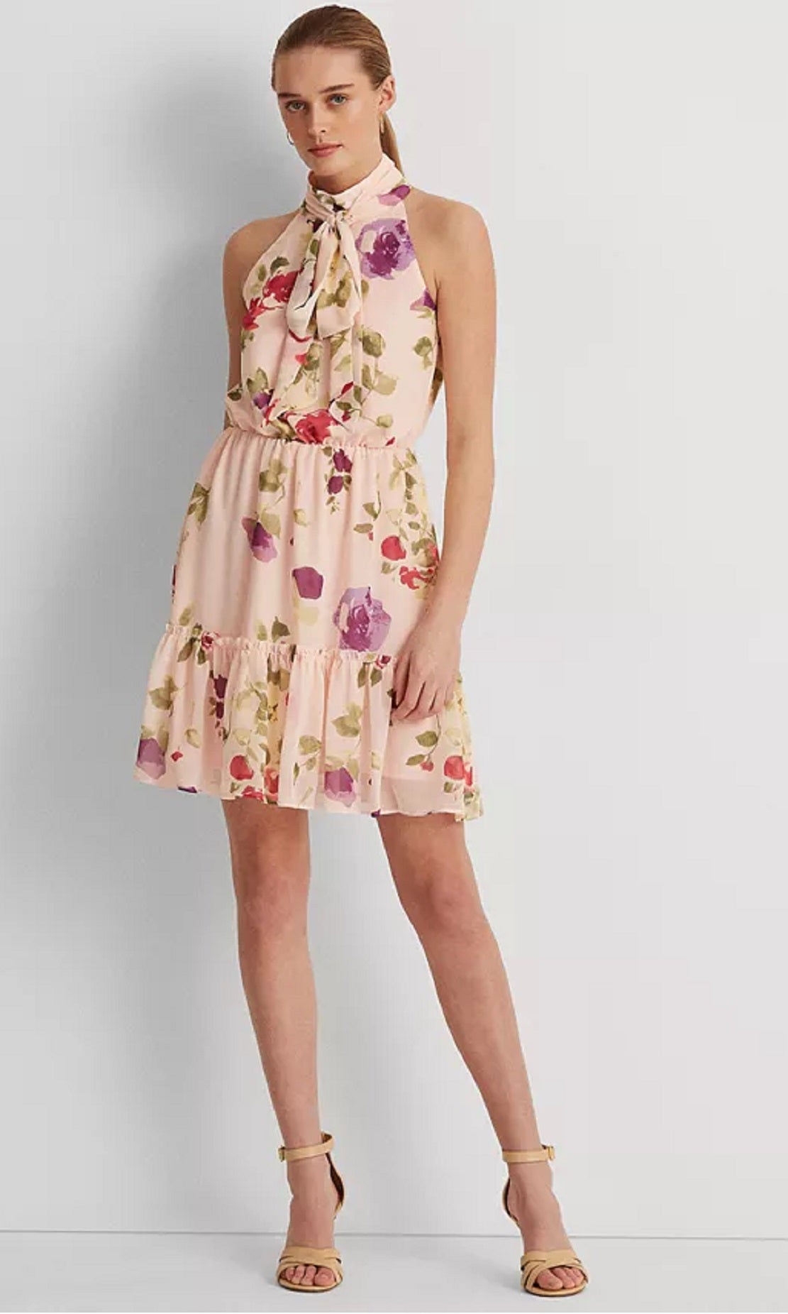 ralph-lauren-womens-floral-chiffon-sleeveless-dress-pink-size-10
