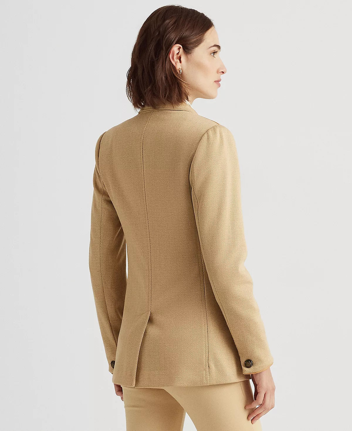 Ralph Lauren Women's Faux Leather Trim Blazer Brown Size 4